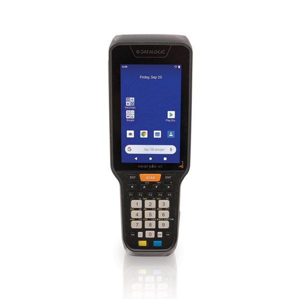 Datalogic Skorpio X5 SR 28-Key Numeric Pistol Grip, 802.11 a/b/g/n/ac, 4.3 display, BT V5, 3GB RAM/32GB Flash, 2D Imager w Green Spot, Android 10, with Extended Battery